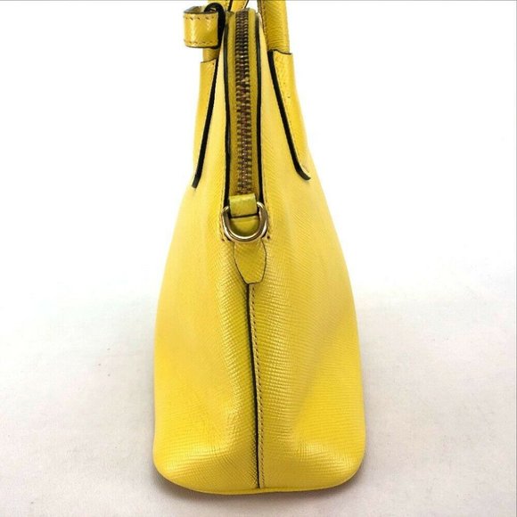 PRADA 2 WAY Hand Bag 2way bag yellow Leather BL090 - Picture 7 of 9